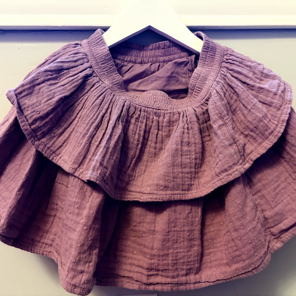 Mauve Textured Ruffle Top and matching skort